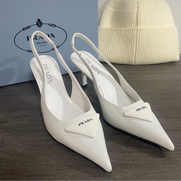 Prada White Slingback Heels - Picture 3 of 6